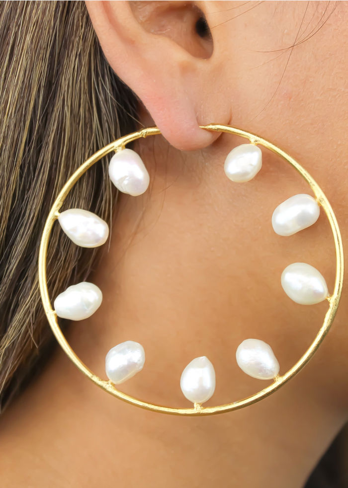 Pearl Gold Hoops earrings