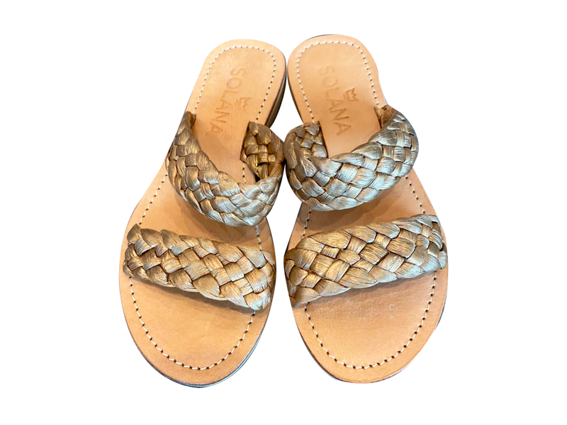 Solana Gold Double Strap Sandals